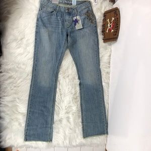 Gypse Soule Studded Distressed Jeans Raw Hem NWT